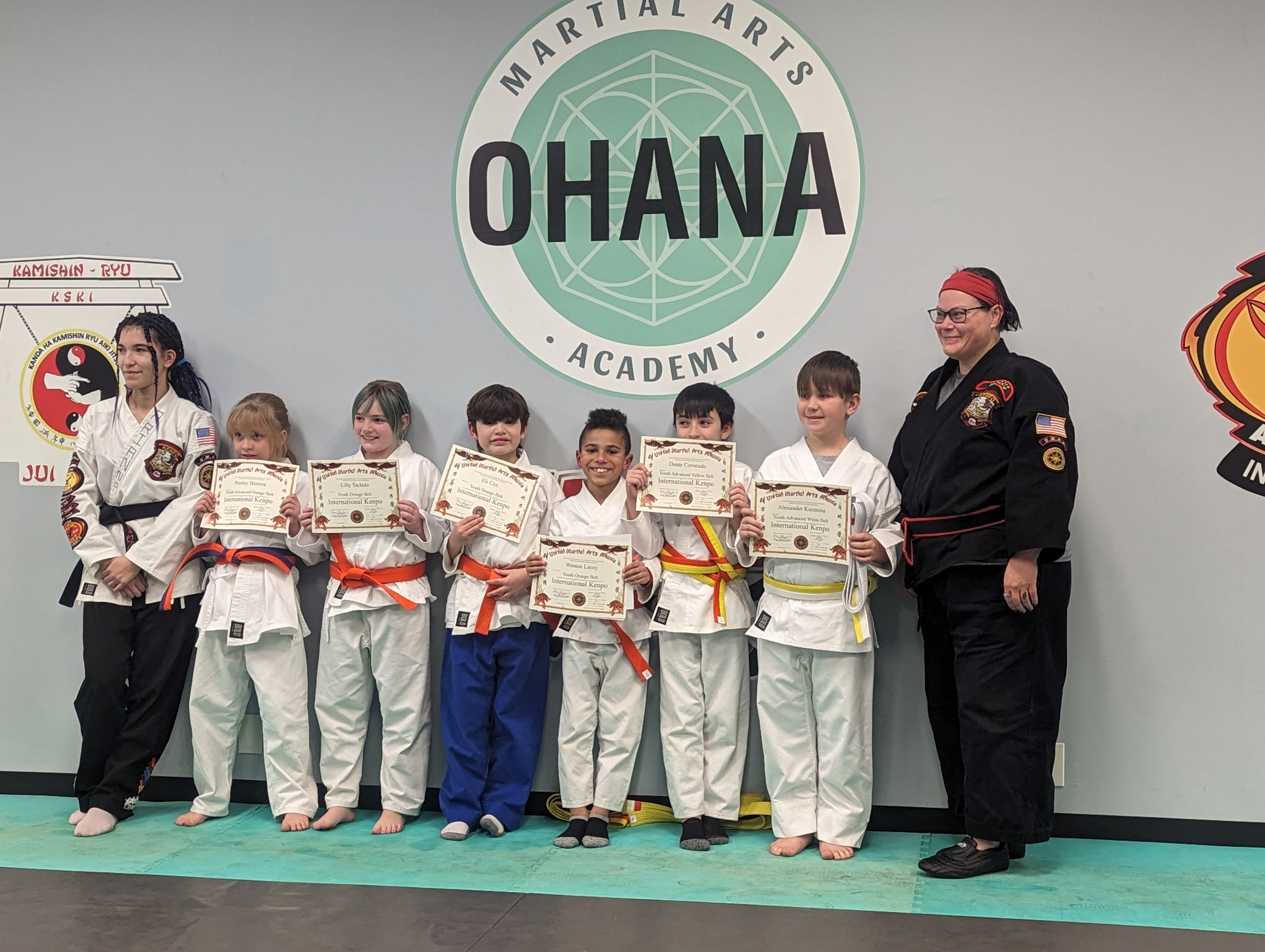 Youth students with certificates